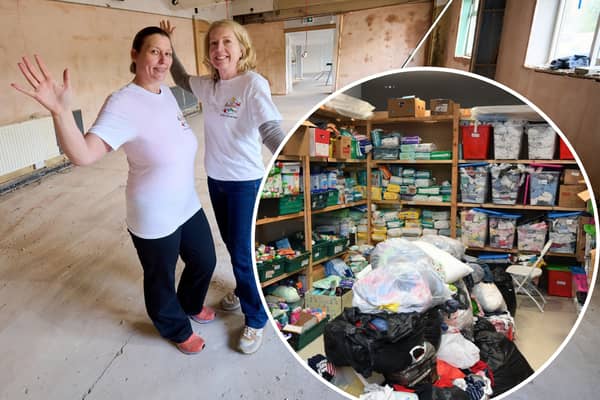 Leeds Baby Bank trustees, Faye Freeman and Laura Bennett, pictured at the charity's new venue amid an urgent appeal to raise £60,000 in order to complete and open the site for struggling families. Inset: The baby bank's previous hub inside St John's Centre in Leeds city centre.