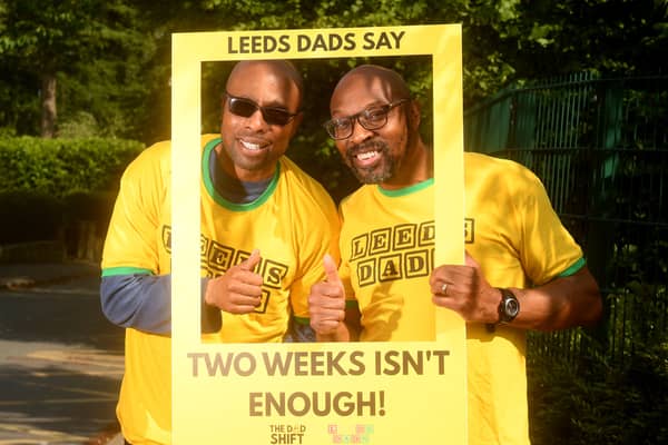 Errol Murray, right, the founder of Leeds Dads, pictured with Ron Baptiste, described the current state of paternity leave in the UK as "abysmal".