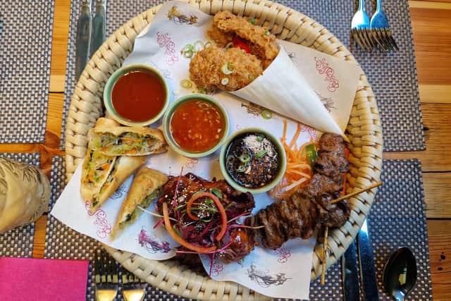 The street sharing platter at Giggling Squid.