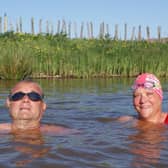 Paul Davis, a blind swimmer from Chapel Allerton, with his coach Karen Purdey ahead of his long-distance cold water swimming challenge in the Lake District