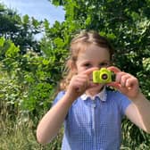 Rosanna trying out the Photo Creator Mini Cam Digital Camera