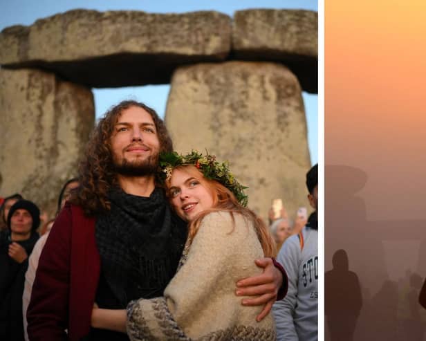 People celebrate the summer solstice at Stonehenge.