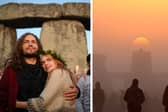 People celebrate the summer solstice at Stonehenge.
