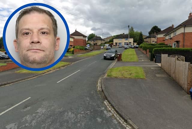 Henderson (inset) was jailed for the violent incident on Pudsey's Westdale Gardens in Pudsey, but due to time served already, would be released.