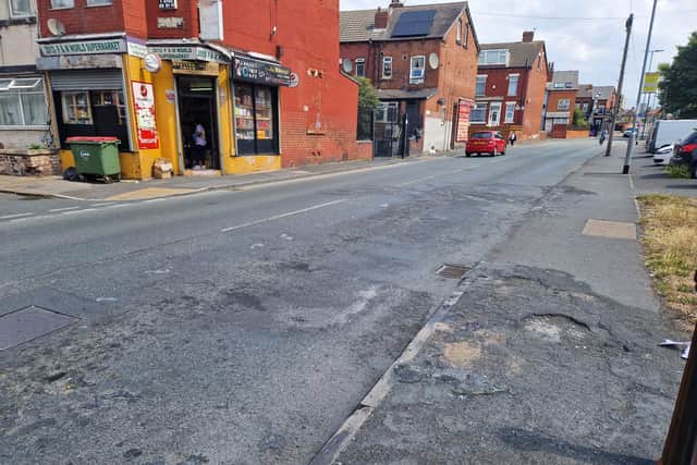 The marks from where the double decker bus was set on fire on Foundry Lane in Harehills.
