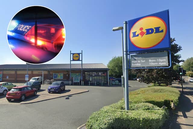 A store employee was assaulted while escorting suspected shoplifters from the store in Leeds.