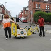 Lewis Hemingway alongside Abhijith Randarappara Prasad, Design Engineer of the Armley Roadblock