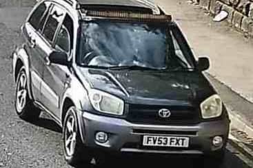 The vehicle involved is believed to be a bluey grey-coloured Toyota RAV4 with a grey trim, displaying cloned plates FV53FXT.