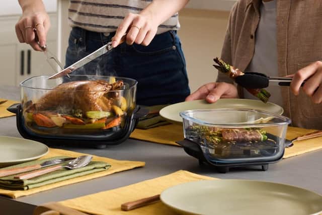 The two containers are dishwasher-safe and take a surprising amount of food