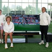 Sadia Kabeya with other Red Roses Lucy Packer and Ellie Kildunne 