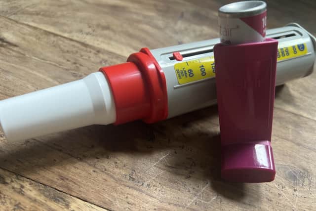 An inhaler that was prescribed by the doctors for Tracy Weaver.