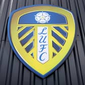 Leeds United badge outside Elland Road.