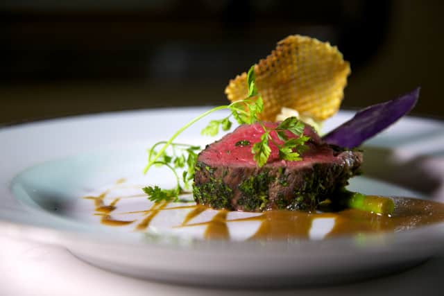 A sumptuous beef dish served onboard