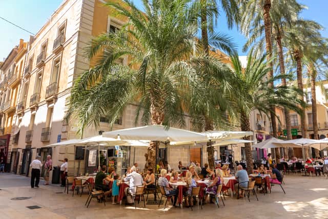 Outdoor dining in Alicante's historic old town - the Costa Blanca city remains one of the most popular sunshine destinations for Yorkshire travellers flying from Leeds Bradford Airport.