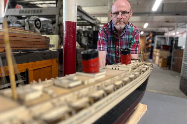 This model ship  was carved from bone by a French prisoner during the Napoleonic Wars 