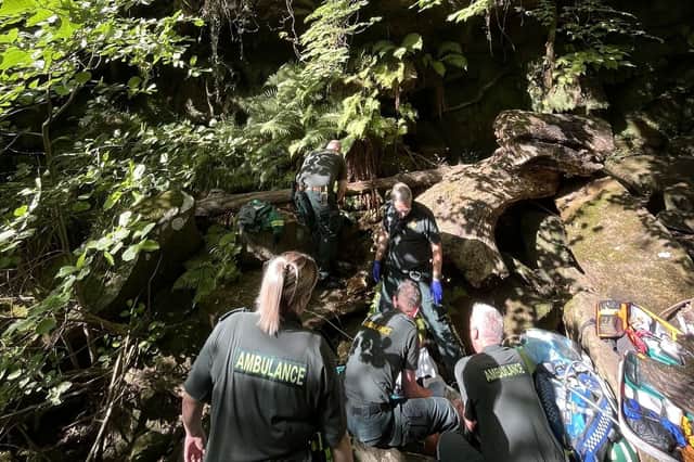 Marshall Hoyle being helped by the emergency services