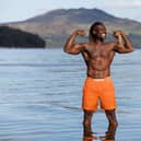 Torgi Squire shows off his girders by cold-water swimming
