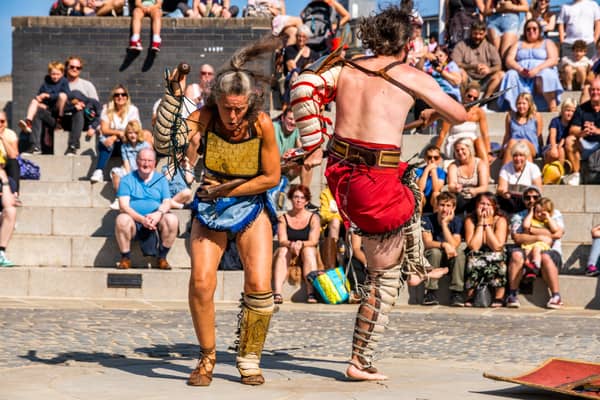 Re-enactments in the amphitheatre.