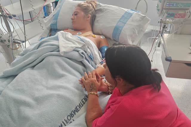 Lauren Holmes in Can Misses state hospital, Ibiza, with her mother Bernice Ramsden