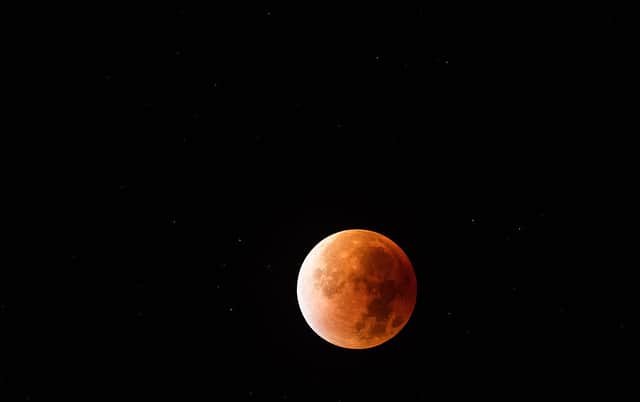A total 'blood moon' lunar eclipse as seen from Glastonbury in 2015