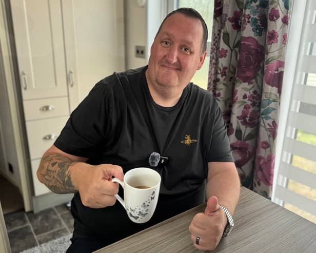 Danny at his parents caravan in York