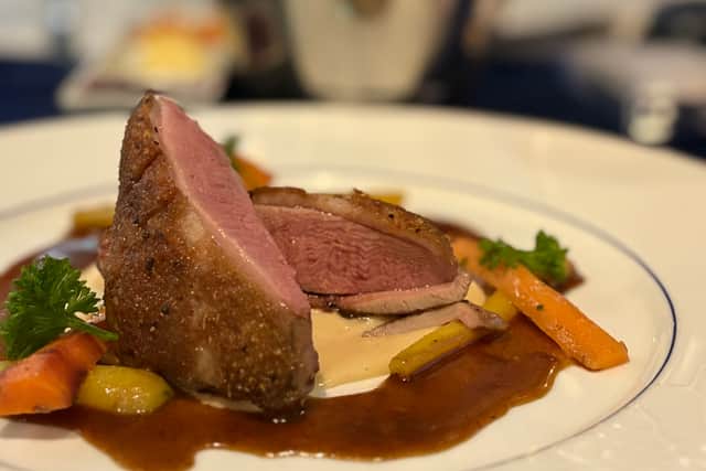 A delicious duck dish served in one of the many restaurants