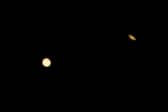 Saturn (right) and Jupiter as seen from Los Angeles, California in 2020