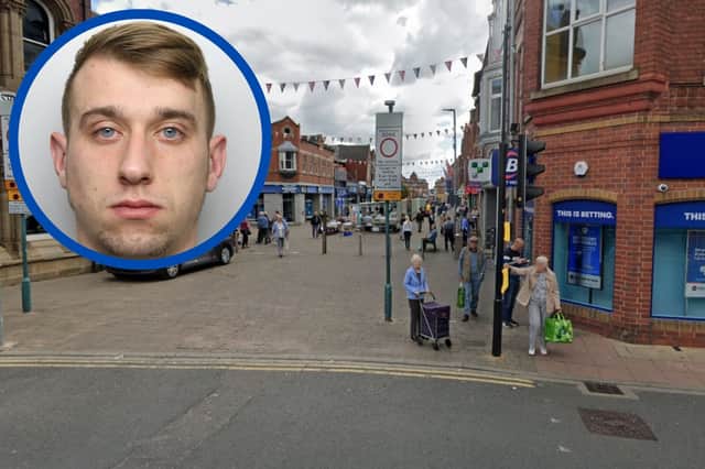 Davidson-Bates (inset) broke into two flats to rob the residents then attacked a man on Carlton Street as he tried to steal his moped.