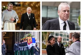 Members of the Royal Family arrive for the Duchess of Kent's funeral