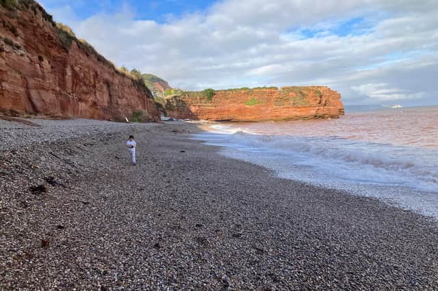 An evening stroll along Ladram Bay