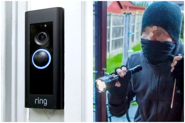 Douglas was caught in multiple doorbell cameras as he tried the handles to home looking to burgle.