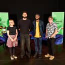 Poet Ambassadors Laura Mucha, Zohab Zee Khan, Karl Nov with Simon Armitage
