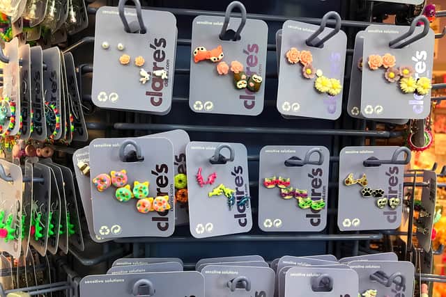 Earrings inside a Claire's store. The future of the teen accessories chain on British high streets remains uncertain (Photo: Justin Sullivan/Getty Images)