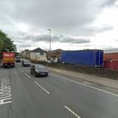 A van struck a parked lorry close to Nunbrook Mills on the A644 Huddersfield Road.
