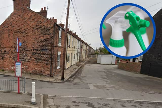 Gammon sprayed urine over the woman in her garden on Long Row in Sharlston. He escaped immediate custody at Leeds Crown Court.