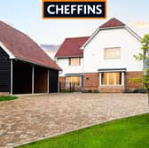 The house has four bedrooms and a stylish interior