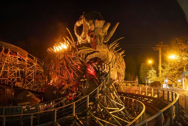 Wickerman comes to life at night, with real flames emanating from the Beornen structure