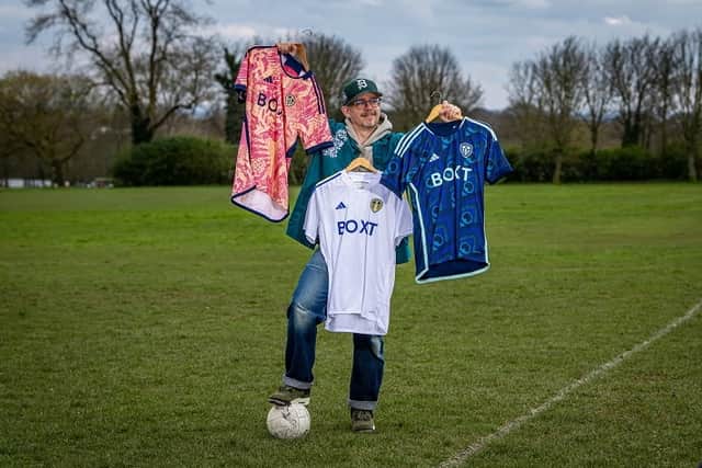Ed Cowburn with his Leeds United designs