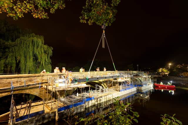 The steelwork installation on Otley Bridge, which carries traffic over the River Wharfe, is set to continue until Saturday, October 18.