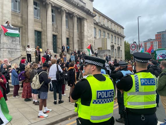Protesters gathered at campuses across the UK on Tuesday.