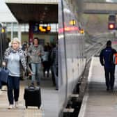 Stock images of a train at a UK station.