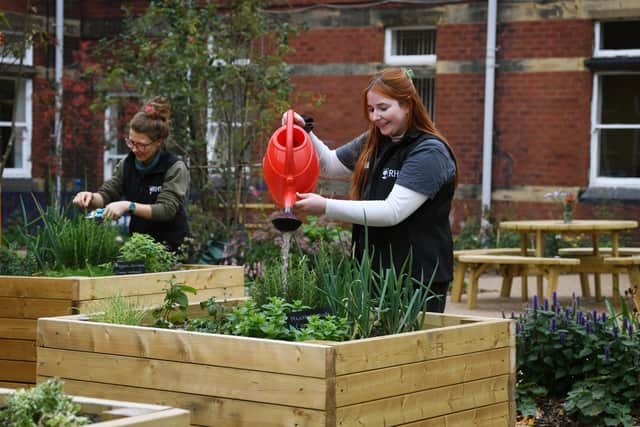 Opening of the RHS wellbeing garden at St James's Hospital. Pictured are Suzie Orger and Alex Bergin from RHS.