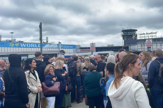 There was 'pandemonium' at Leeds Bradford Airport as passengers were evacuated.