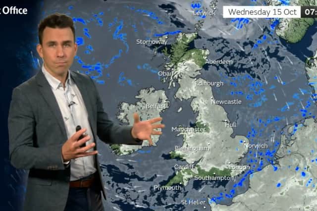 The Met Office's Week Ahead forecast October 13 2025.