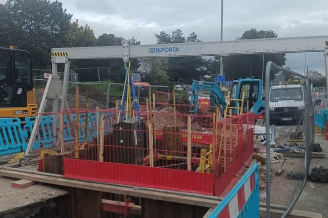 The works, carried out by BT Openreach, involve the demolition and rebuilding of a manhole chamber.
