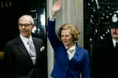 Margaret Thatcher enters 10 Downing Street in 1979.