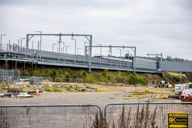 Installation of both station platforms, including canopies and construction of the lift / stair buildings had already taken place at the site prior to the halt in construction.