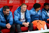 MISS YOU MESSAGE: From Erling Haaland, centre, to former Leeds United keeper and Manchester City teammate Scott Carson, left.