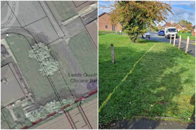 Original plans show a footpath parallel to the driveway, cutting through two bushes on council land.