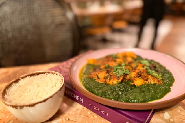 The main dish was to die for - tandoori mushrooms with spinach